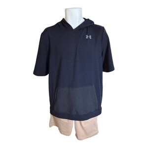Under Armour Short Sleeve Baseball Hoodie~Size M~Black/Grey Sweatshirt~L12 32